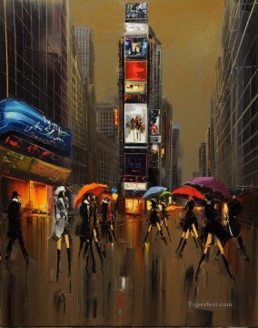 Kal Gajoum Paraguas de Nueva York con espátula Pinturas al óleo